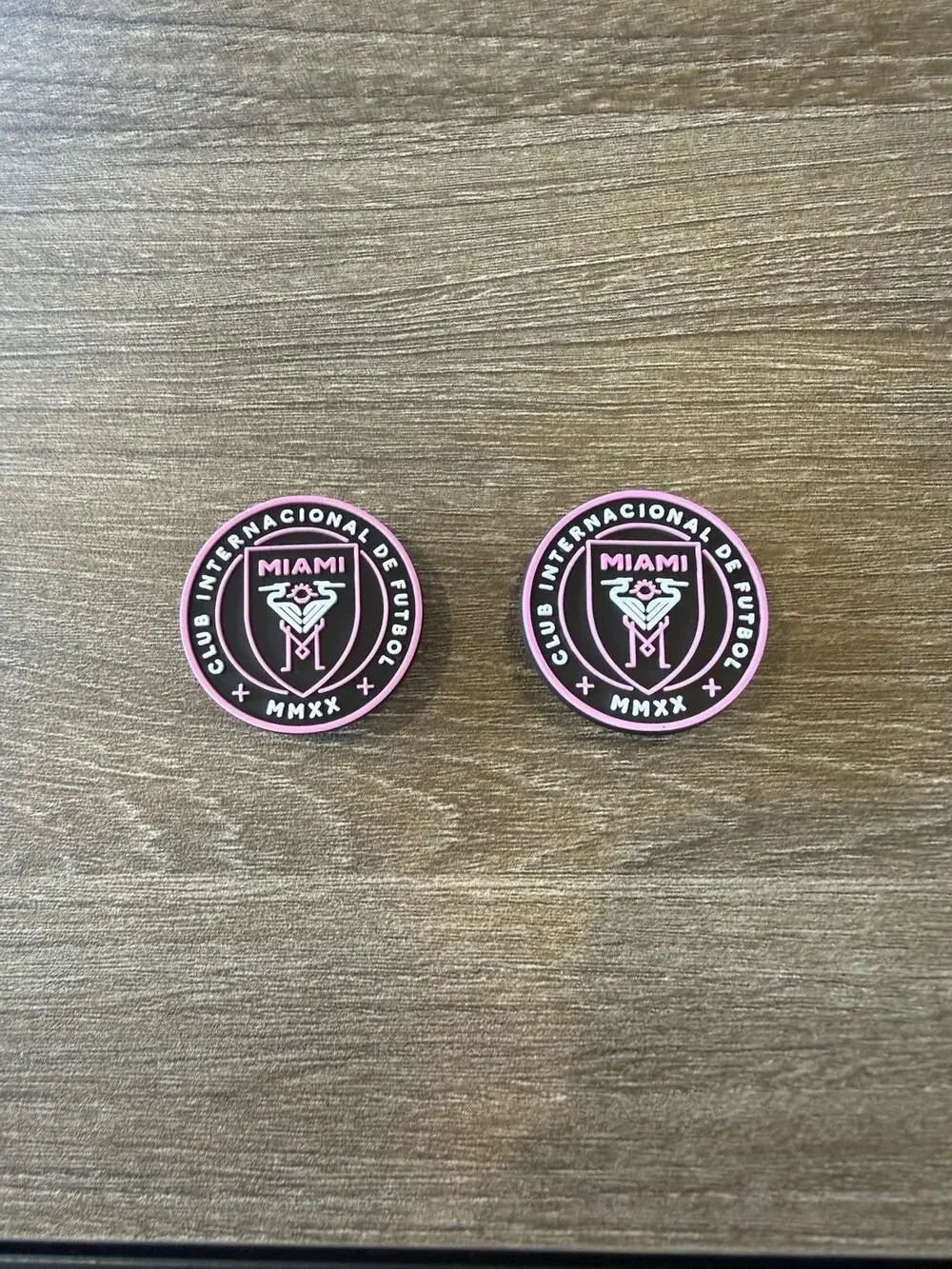 2 Miami Soccer Club Logo Shoe Charms Pink Fits Crocs Wristband Accessories